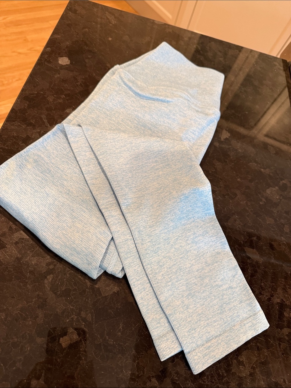 Women’s Light Blue Ribbed Leggings